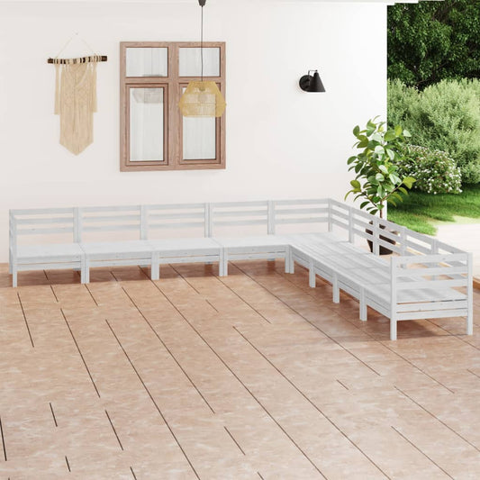 vidaXL 9 Piece Garden Lounge Set Solid Wood Pine White