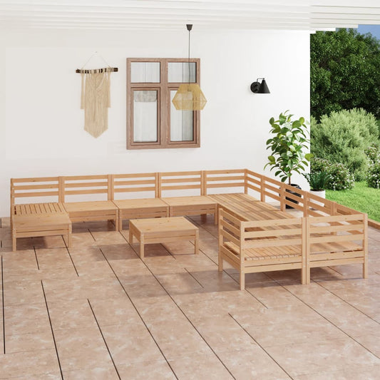 vidaXL 12 Piece Garden Lounge Set Solid Wood Pine