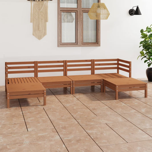 vidaXL 6 Piece Garden Lounge Set Honey Brown Solid Wood Pine