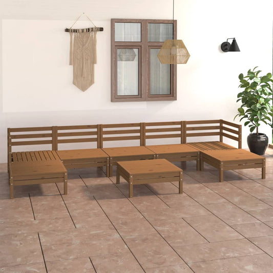 vidaXL 8 Piece Garden Lounge Set Honey Brown Solid Wood Pine