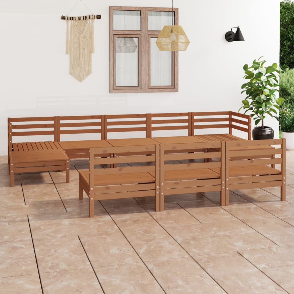 vidaXL 10 Piece Garden Lounge Set Honey Brown Solid Wood Pine