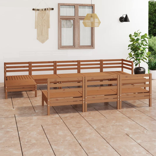 vidaXL 10 Piece Garden Lounge Set Honey Brown Solid Wood Pine
