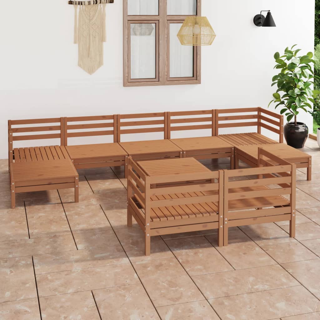 vidaXL 10 Piece Garden Lounge Set Honey Brown Solid Wood Pine