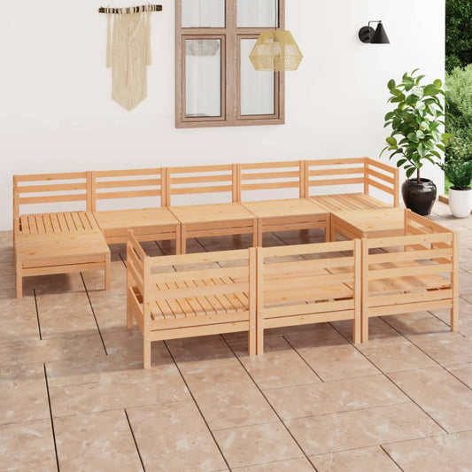 vidaXL 10 Piece Garden Lounge Set Solid Wood Pine