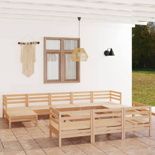 vidaXL 11 Piece Garden Lounge Set Solid Wood Pine