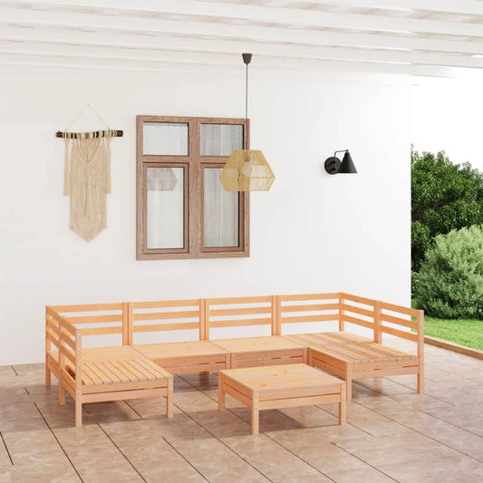 vidaXL 7 Piece Garden Lounge Set Solid Wood Pine