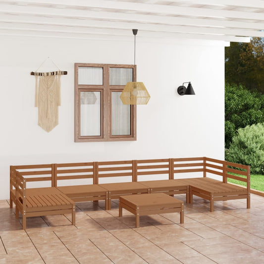 vidaXL 8 Piece Garden Lounge Set Honey Brown Solid Wood Pine