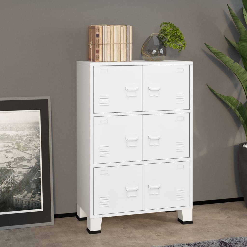 vidaXL Industrial Storage Chest White 75x40x115 cm Metal