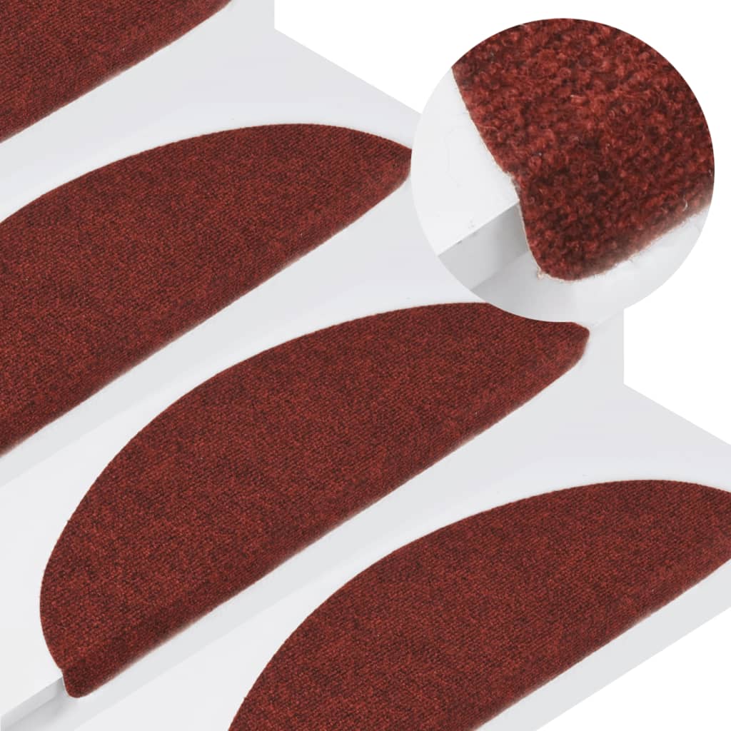 vidaXL Stair Mats Self-adhesive 15 pcs 56x17x3 cm Red