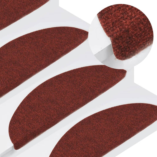 vidaXL Stair Mats Self-adhesive 15 pcs 56x17x3 cm Red