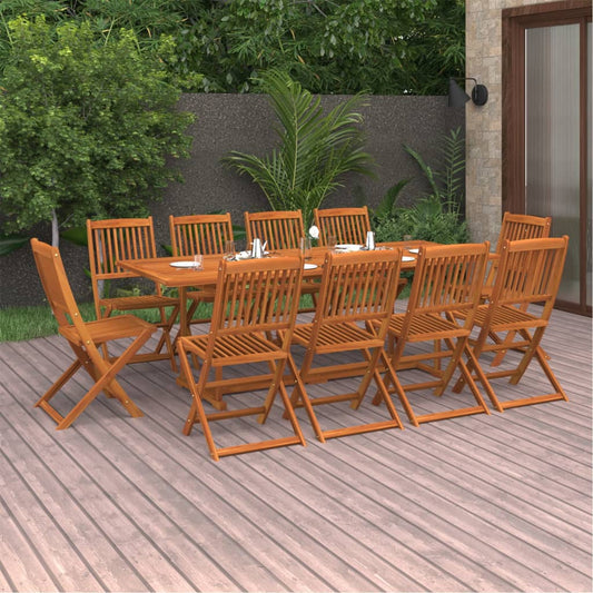 vidaXL 11 Piece Garden Dining Set Solid Acacia Wood