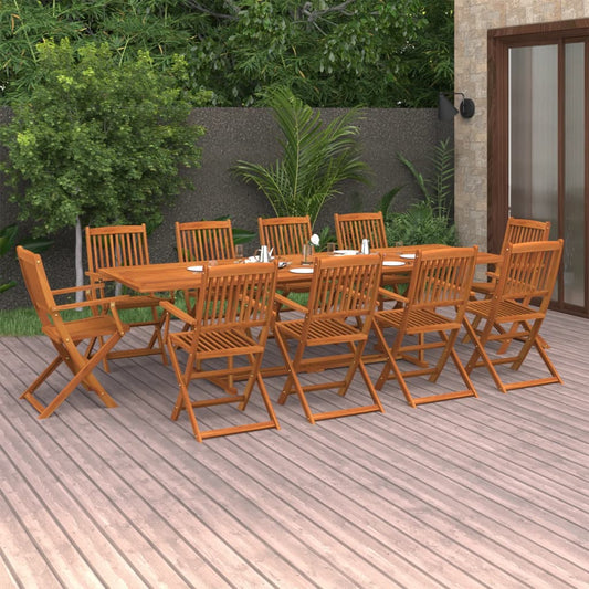 vidaXL 11 Piece Garden Dining Set Solid Acacia Wood
