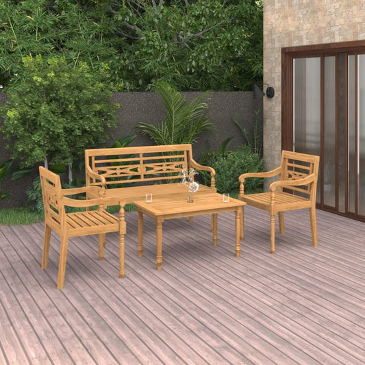vidaXL 4 Piece Garden Lounge Set Solid Teak Wood