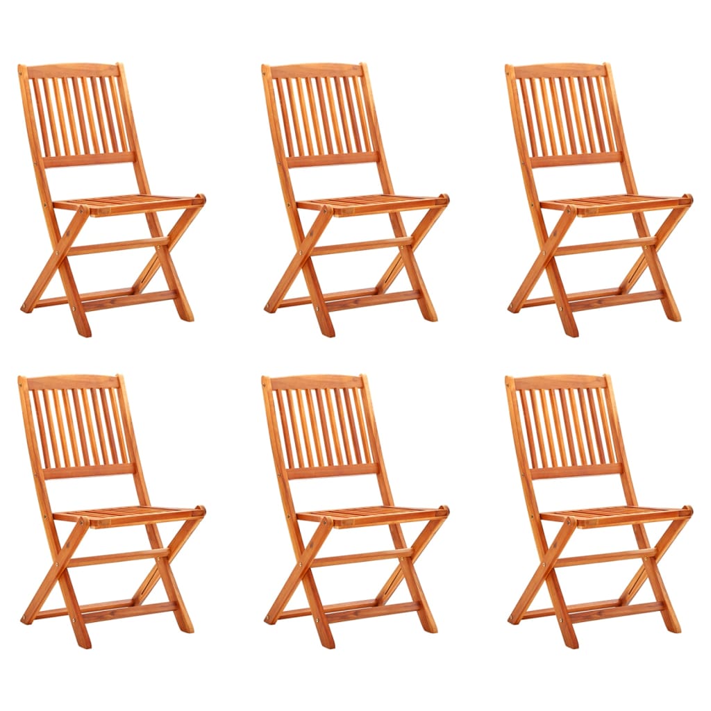 vidaXL Folding Garden Chairs 6 pcs Solid Eucalyptus Wood