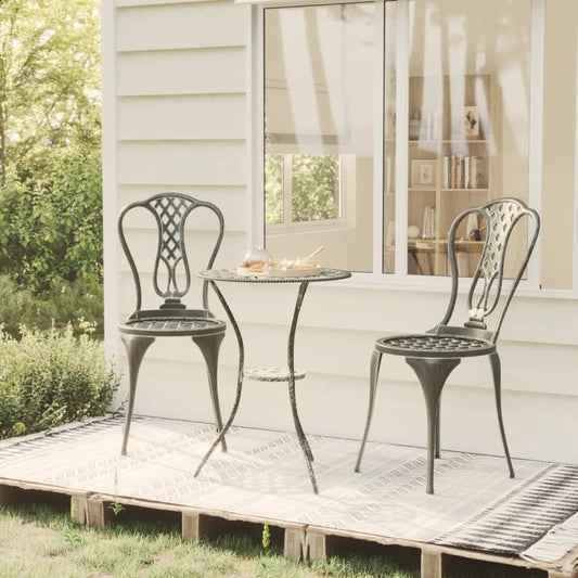 vidaXL 3 Piece Bistro Set Cast Aluminium Green