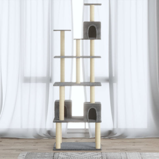 vidaXL Cat Tree with Sisal Scratching Posts Light Grey 188 cm