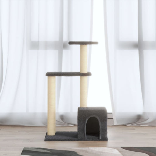 vidaXL Cat Tree with Sisal Scratching Posts Dark Grey 71 cm