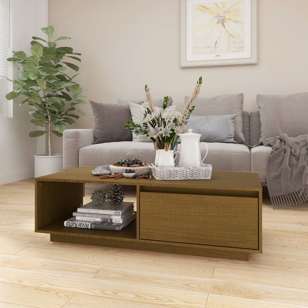vidaXL Coffee Table Honey Brown 110x50x33.5 cm Solid Pinewood