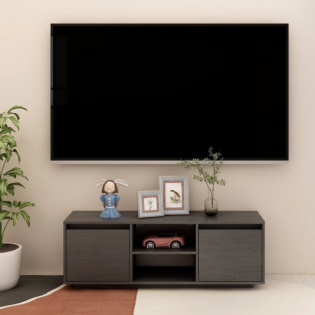 vidaXL TV Cabinet Grey 110x30x40 cm Solid Pinewood