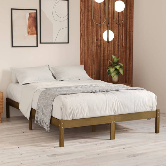 vidaXL Bed Frame Honey Brown Solid Wood Pine 140x190 cm