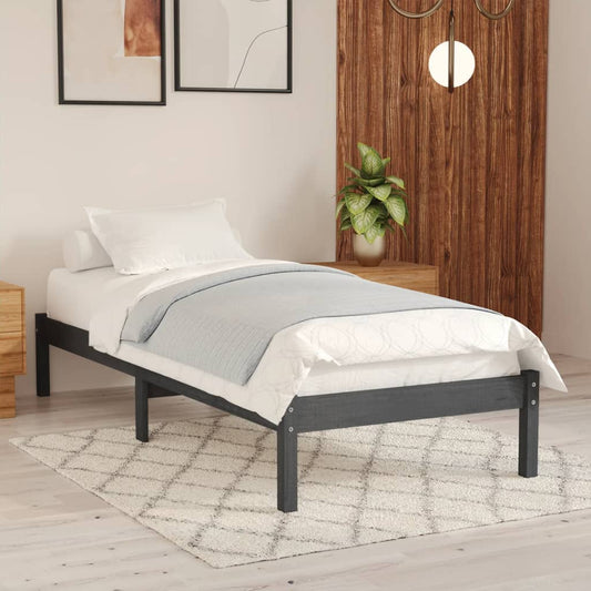 vidaXL Bed Frame Grey Solid Wood Pine 90x200 cm