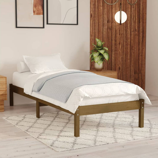 vidaXL Bed Frame Honey Brown Solid Wood Pine 100x200 cm