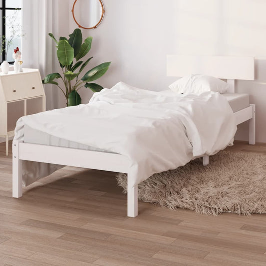 vidaXL Bed Frame White Solid Wood Pine 90x190 cm Single