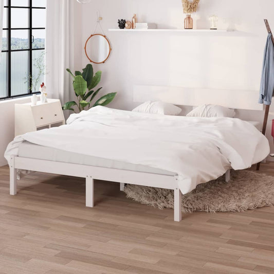 vidaXL Bed Frame White Solid Wood Pine 140x200 cm