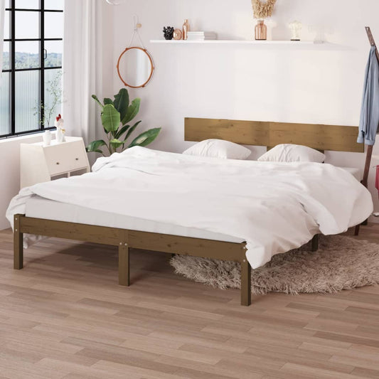 vidaXL Bed Frame Honey Brown Solid Wood Pine 160x200 cm