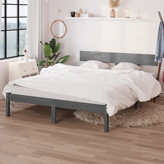 vidaXL Bed Frame Grey Solid Wood Pine 200x200 cm