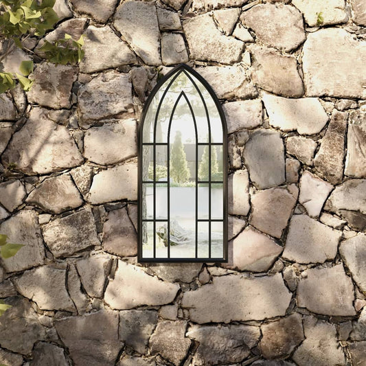 vidaXL Garden Mirror Black 70x30 cm Iron for Outdoor Use