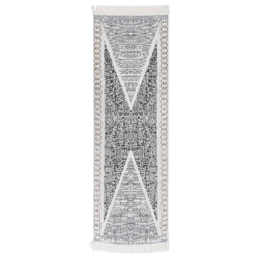 vidaXL Rug Black and Grey 80x300 cm Cotton