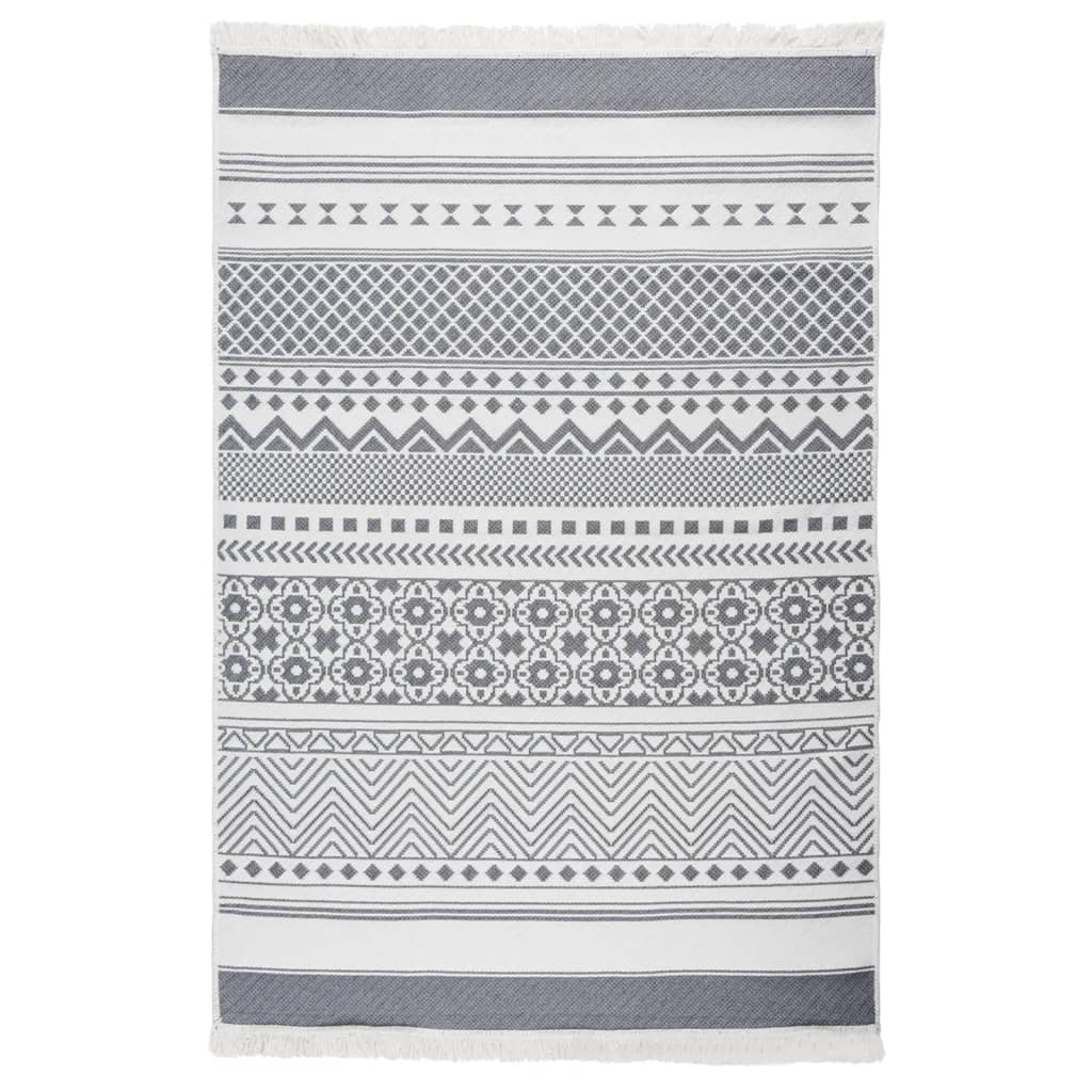 vidaXL Rug Grey and White 160x230 cm Cotton