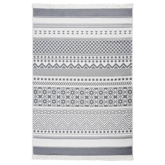 vidaXL Rug Grey and White 160x230 cm Cotton