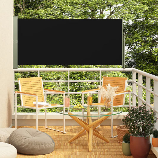 vidaXL Patio Retractable Side Awning 140x300 cm Black