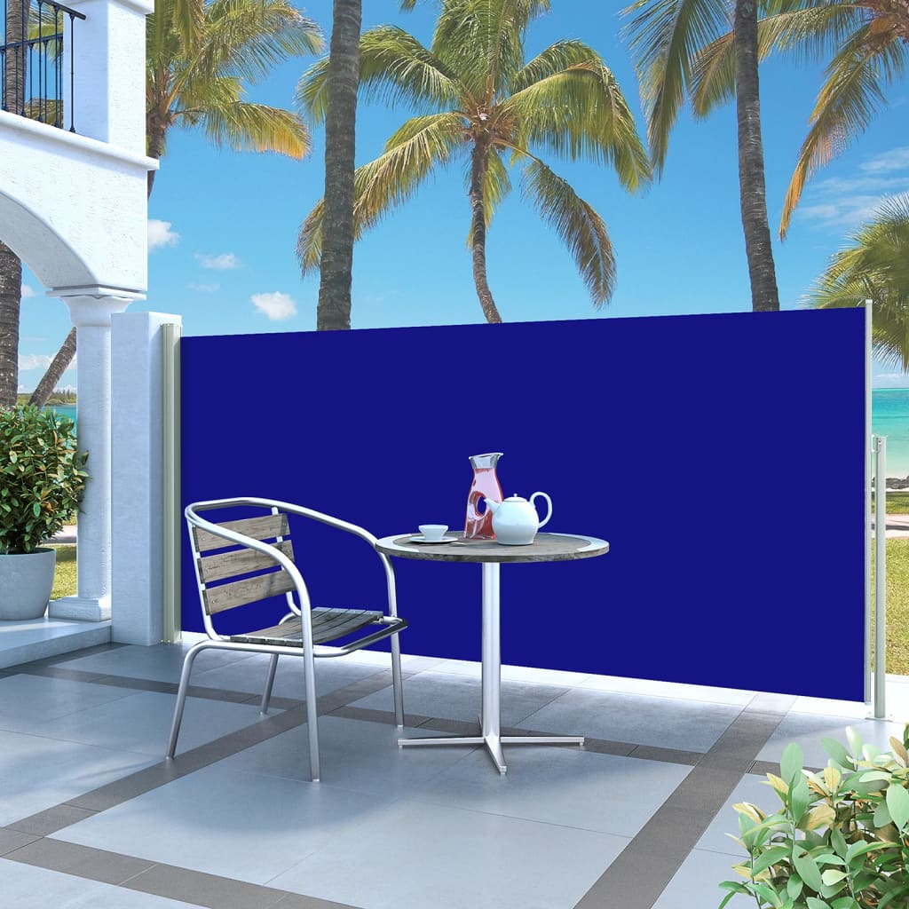 vidaXL Patio Retractable Side Awning 140x300 cm Blue