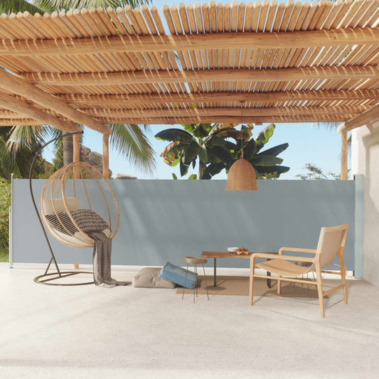 vidaXL Patio Retractable Side Awning 140x600 cm Grey