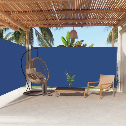 vidaXL Retractable Side Awning Blue 180x600 cm