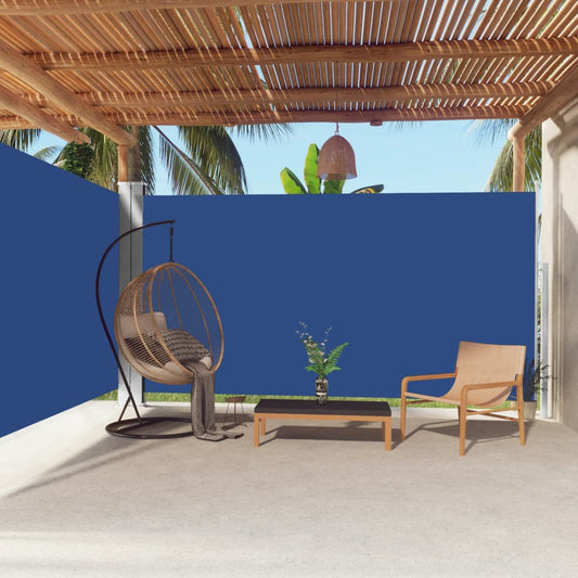 vidaXL Retractable Side Awning Blue 200x600 cm