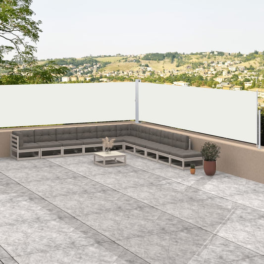 vidaXL Retractable Side Awning Cream 117x1000 cm
