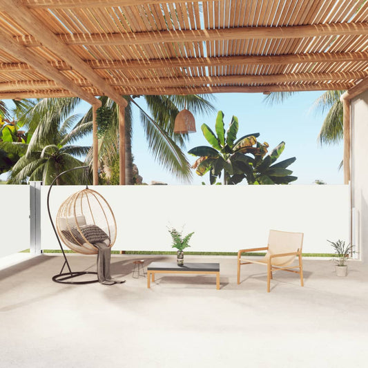 vidaXL Retractable Side Awning Cream 140x1000 cm