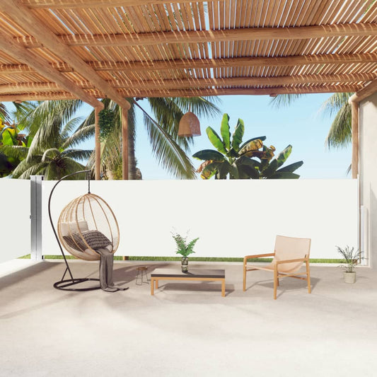 vidaXL Retractable Side Awning Cream 160x1000 cm