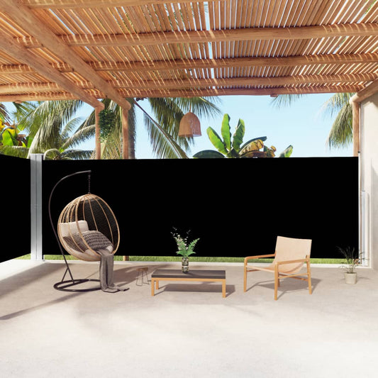 vidaXL Retractable Side Awning Black 200x1000 cm