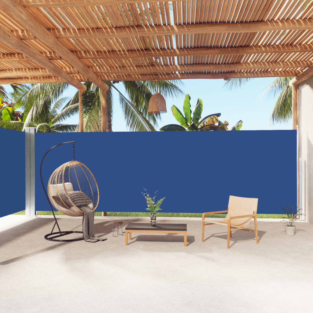 vidaXL Retractable Side Awning Blue 200x1000 cm