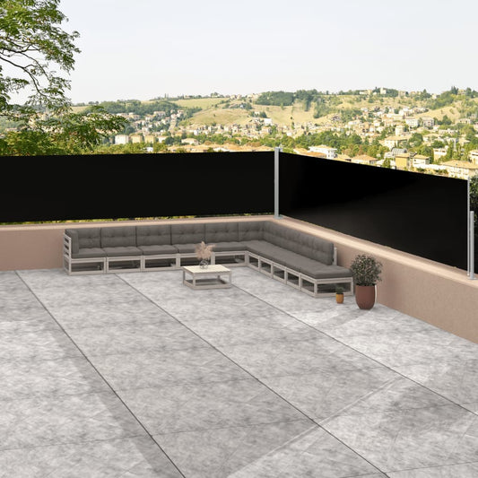 vidaXL Retractable Side Awning Black 117x1200 cm