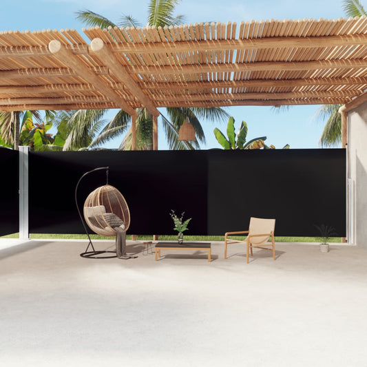 vidaXL Retractable Side Awning Black 220x1200 cm