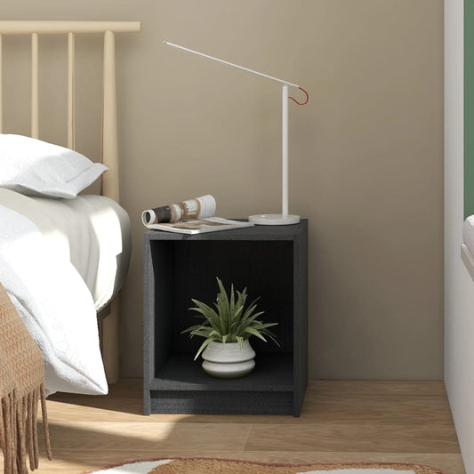 vidaXL Bedside Cabinet Grey 35.5x33.5x41.5 cm Solid Pinewood