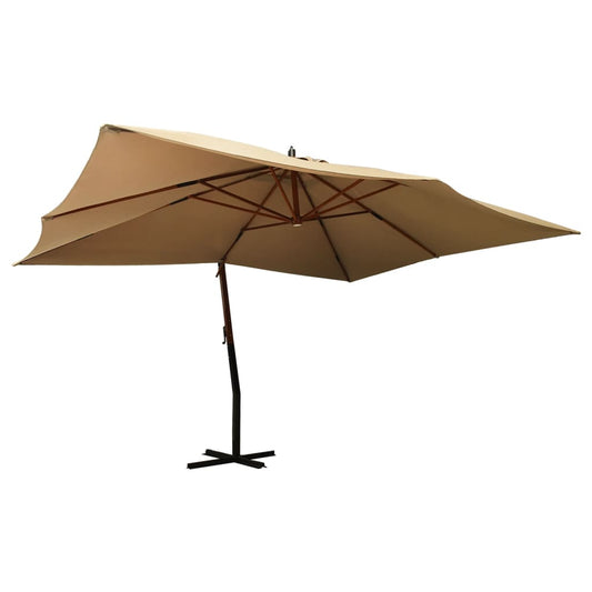 vidaXL Cantilever Umbrella with Wooden Pole 400x300 cm Taupe