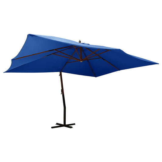 vidaXL Cantilever Umbrella with Wooden Pole 400x300 cm Azure Blue
