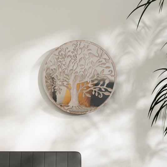 vidaXL Mirror Sand 60x2.5 cm Iron Round for Indoor Use
